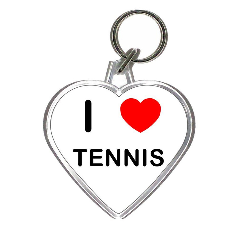 I Love Tennis - Heart Shaped Key Ring