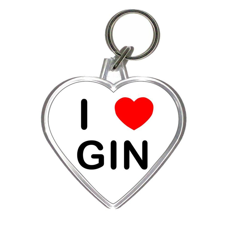 I Love Gin - Heart Shaped Key Ring