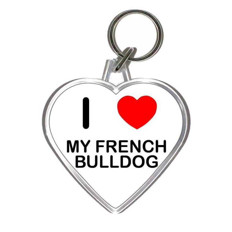 I Love My French Bulldog - Heart Shaped Key Ring