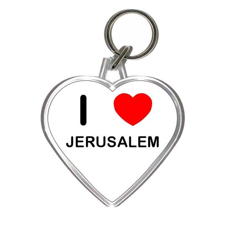I Love Jerusalem - Heart Shaped Key Ring