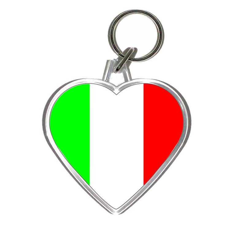 Italy Flag - Heart Shaped Key Ring