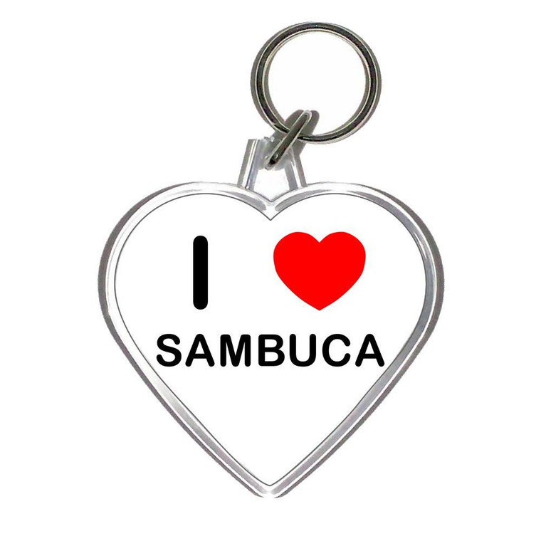 I Love Sambuca - Heart Shaped Key Ring