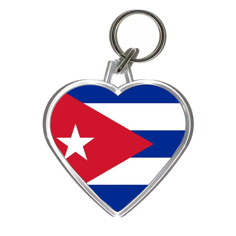 Cuba Flag - Heart Shaped Key Ring