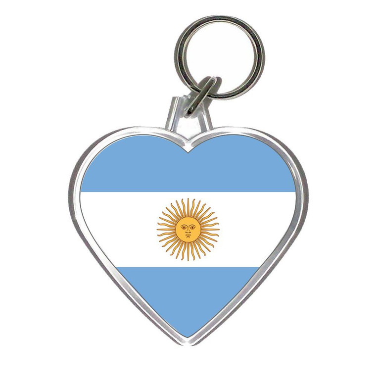 Argentina Flag - Heart Shaped Key Ring