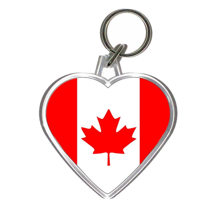 Canada Flag - Heart Shaped Key Ring