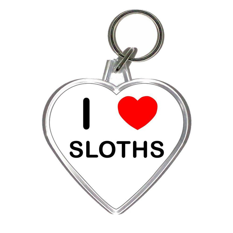 I Love Sloths - Heart Shaped Key Ring