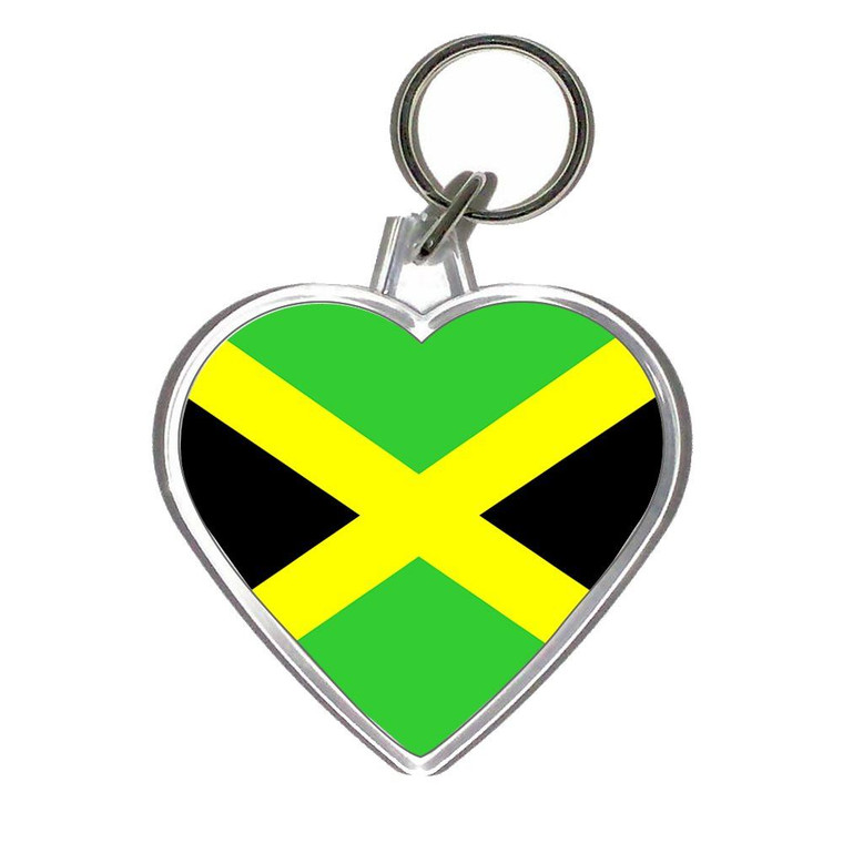 Jamaica Flag - Heart Shaped Key Ring