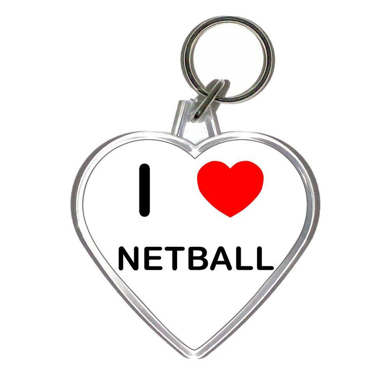 I Love Netball - Heart Shaped Key Ring