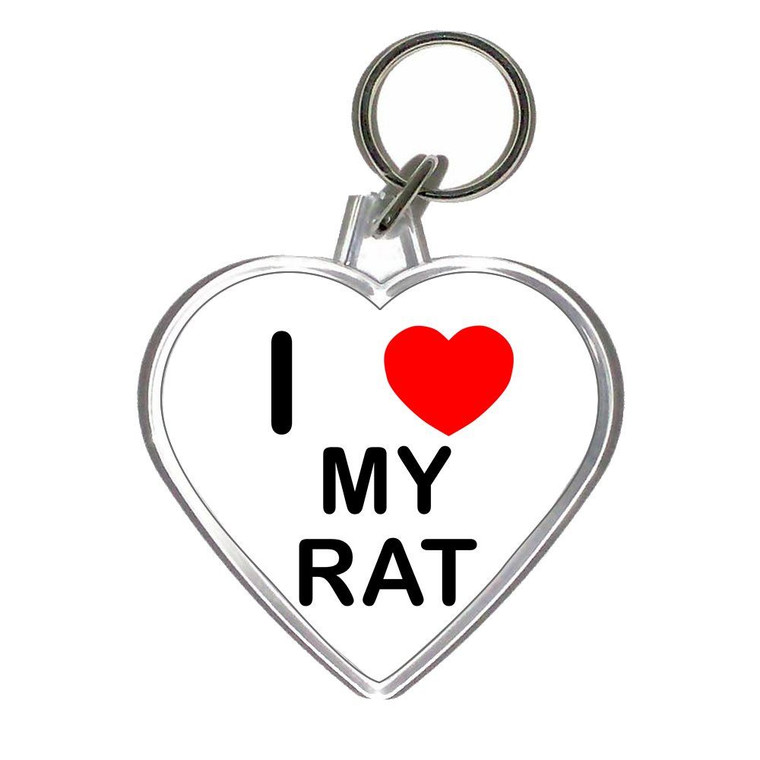 I Love My Rat - Heart Shaped Key Ring