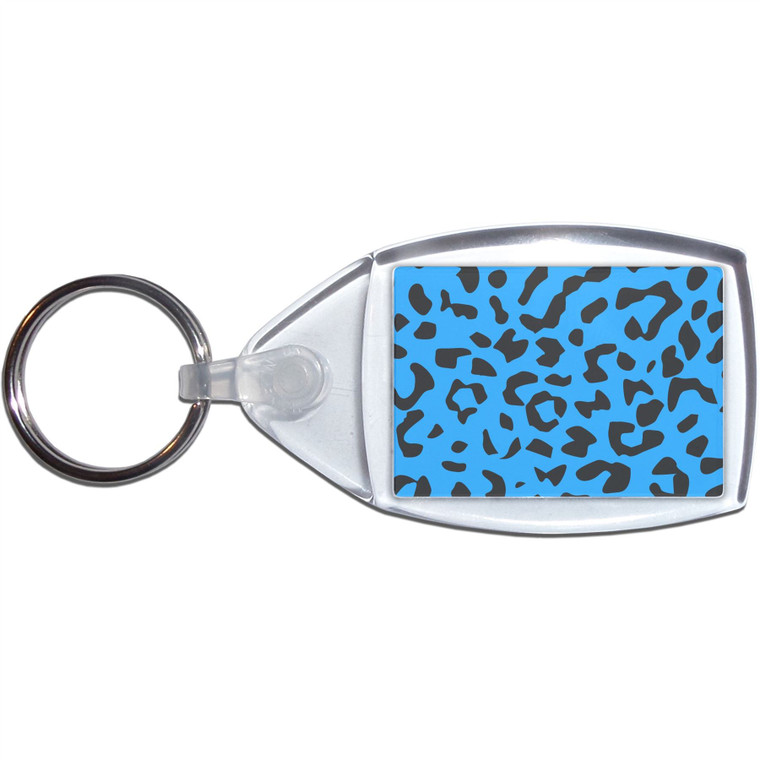 Blue Leopard Print - Clear Plastic Key Ring Size Choice New