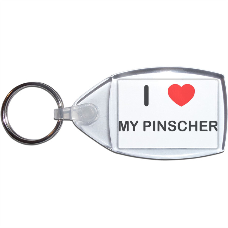 I Love My Pinscher - Clear Plastic Key Ring