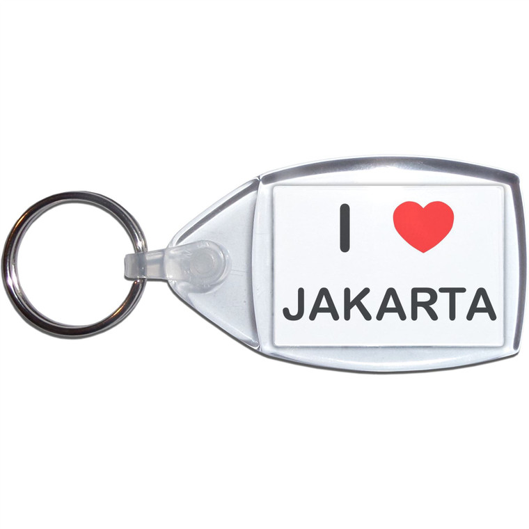 I Love Jakarta - Clear Plastic Key Ring Size Choice New