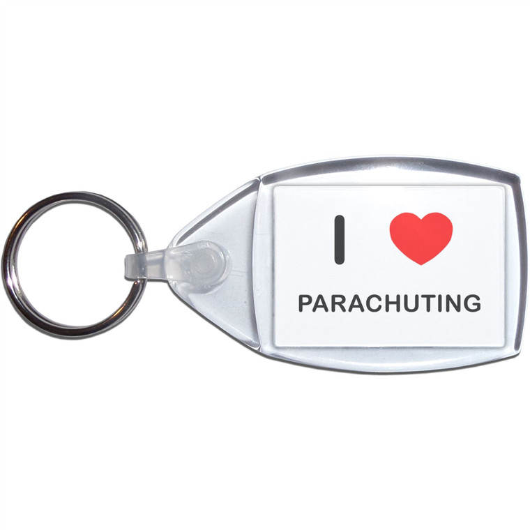 I Love Parachuting - Clear Plastic Key Ring Size Choice New