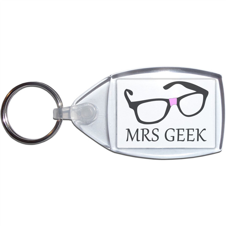 Mrs Geek - Clear Plastic Key Ring Size Choice New