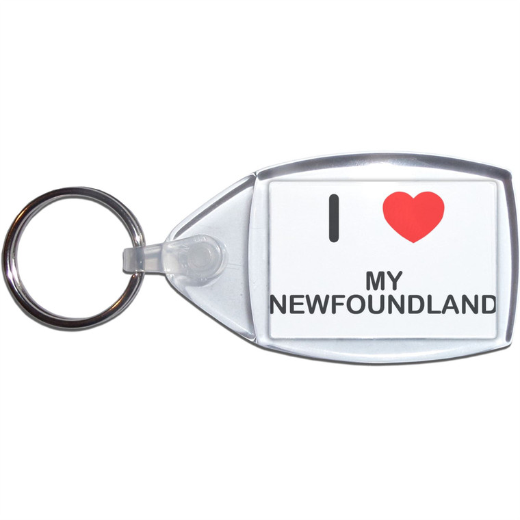 I Love My Newfoundland - Clear Plastic Key Ring