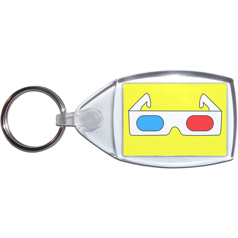 3D Glasses - Clear Plastic Key Ring Size Choice New