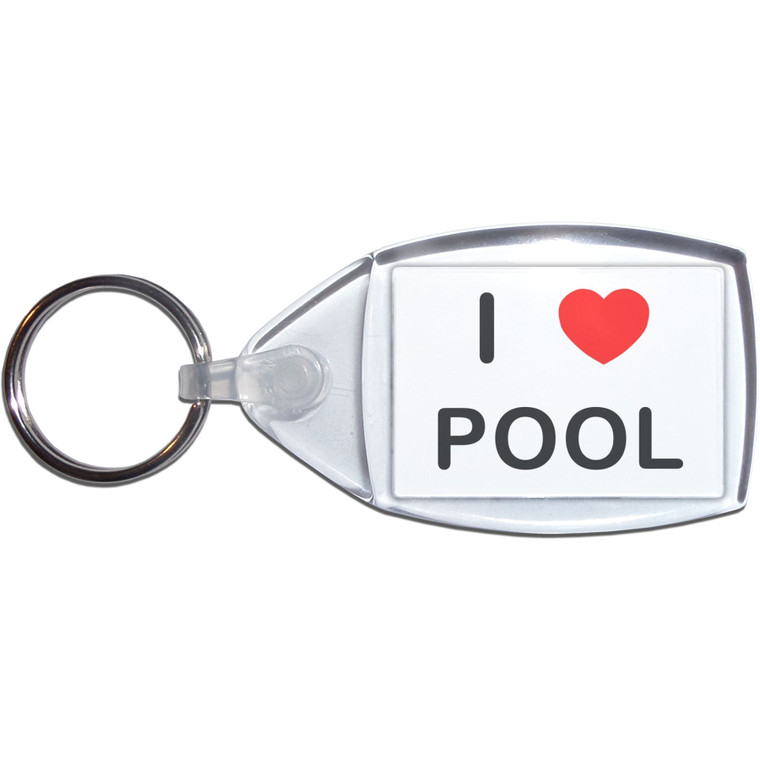 I Love Pool - Clear Plastic Key Ring Size Choice New