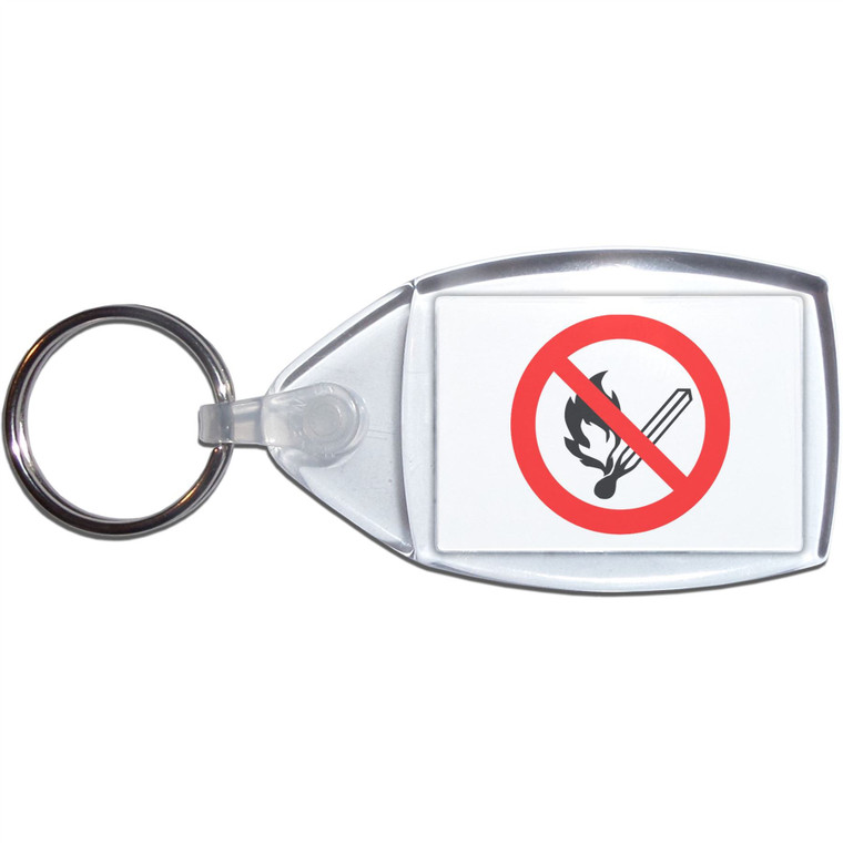 No Naked Flames - Clear Plastic Key Ring Size Choice New