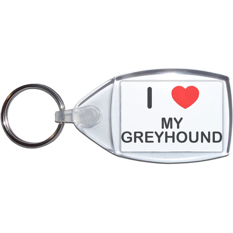 I Love My Greyhound - Clear Plastic Key Ring