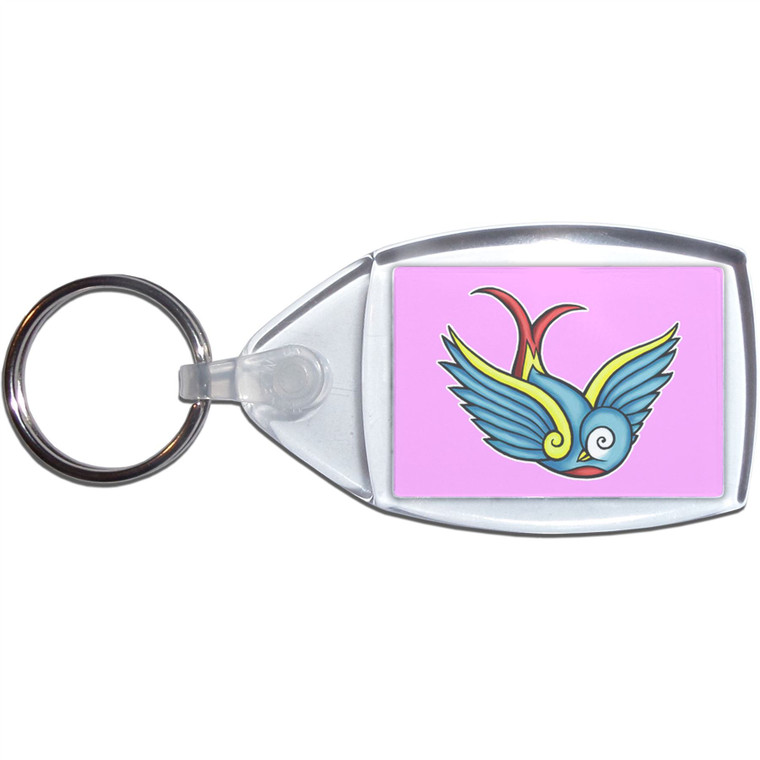 Swallow - Clear Plastic Key Ring Size Choice New
