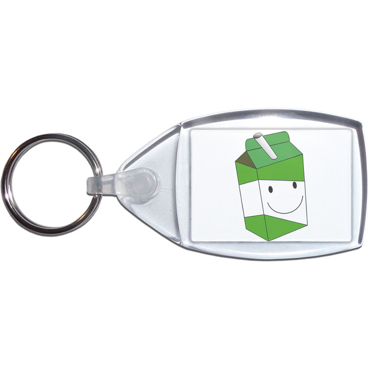 Apple Juice Carton - Clear Plastic Key Ring Size Choice New