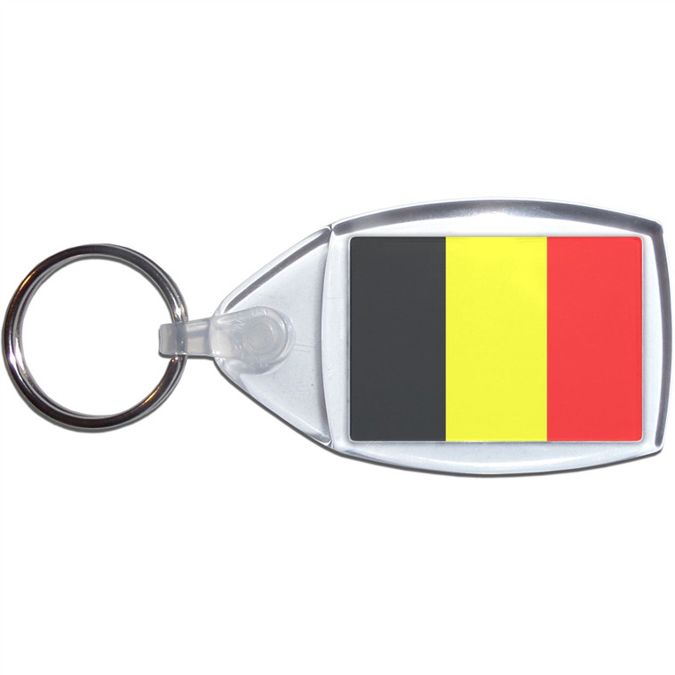 Belgium Flag - Clear Plastic Key Ring Size Choice New Belgium Flag - Clear Plastic Key Ring Size Choice New