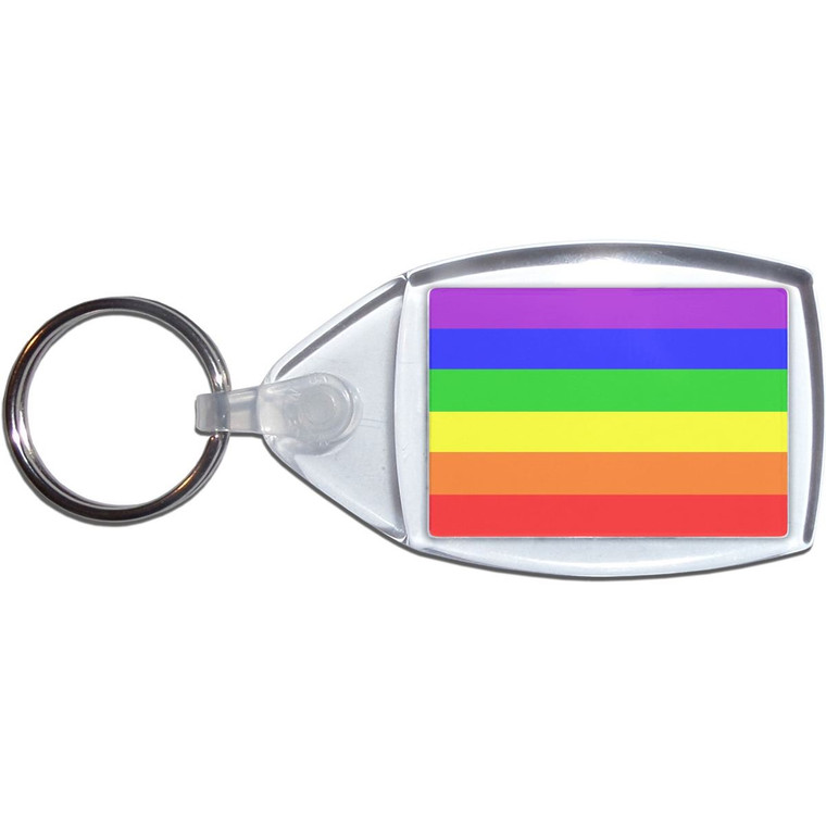 Gay Flag - Clear Plastic Key Ring Size Choice New