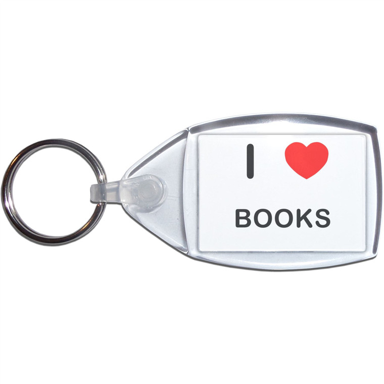 I Love Books - Clear Plastic Key Ring Size Choice New