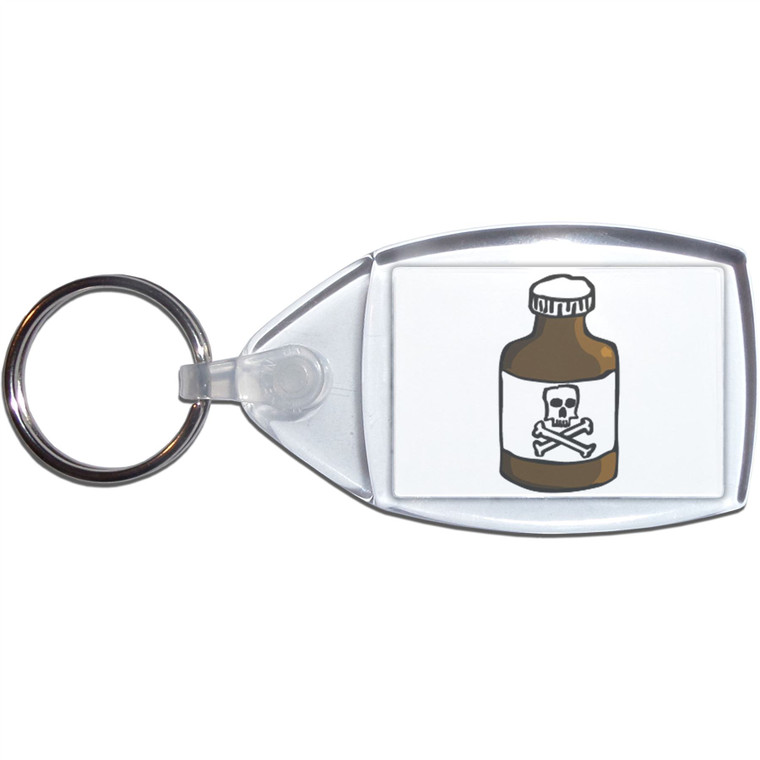 Poison Bottle - Clear Plastic Key Ring Size Choice New
