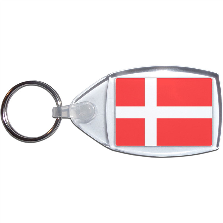 Denmark Flag - Clear Plastic Key Ring Size Choice New