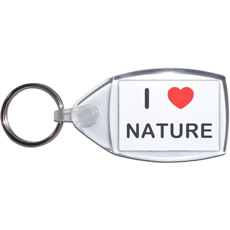 I love Nature - Clear Plastic Key Ring Size Choice New