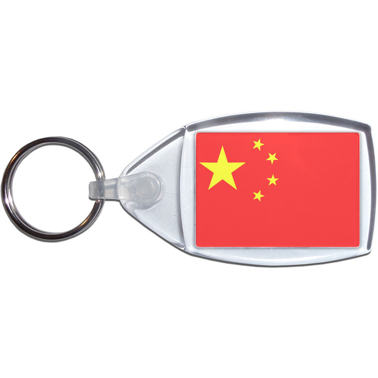 China Flag - Clear Plastic Key Ring Size Choice New
