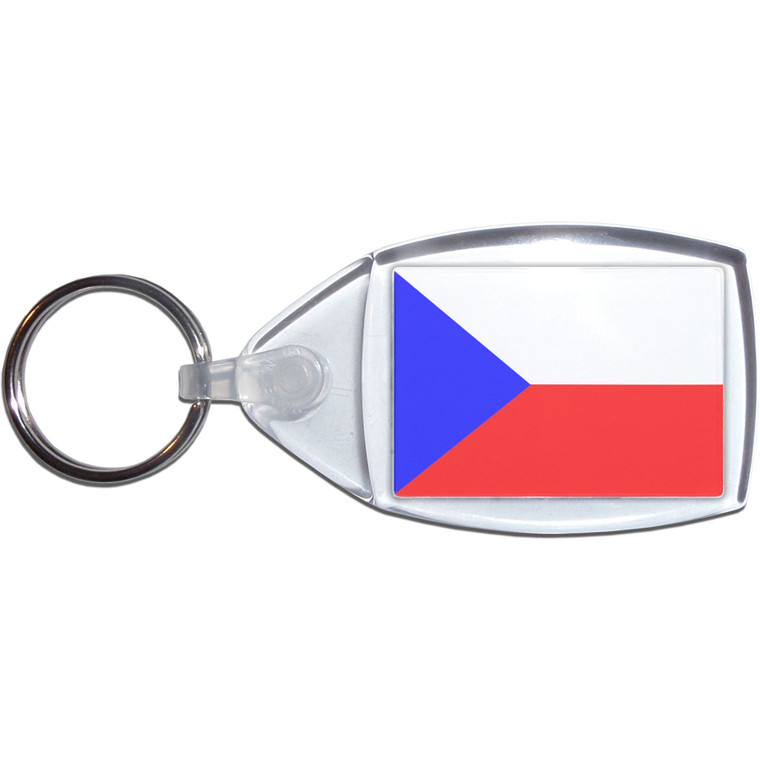 Czech Republic Flag - Clear Plastic Key Ring Size Choice New