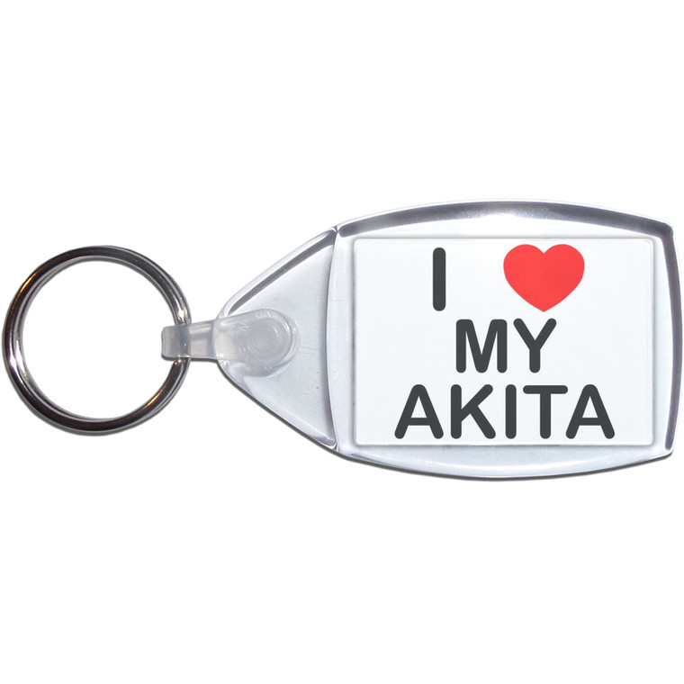I Love My Akita - Clear Plastic Key Ring