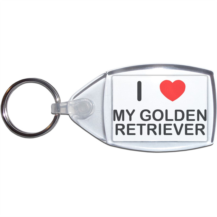 I Love My Golden Retriever - Clear Plastic Key Ring