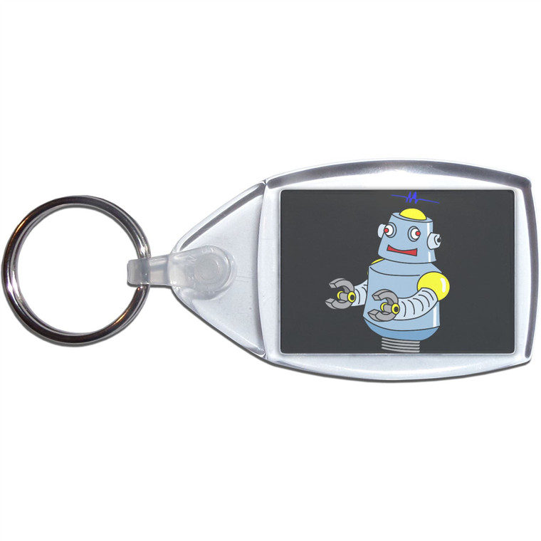 Black Boy Robot - Clear Plastic Key Ring Size Choice New
