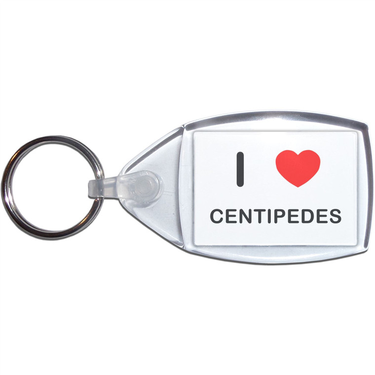 I Love Centipedes - Clear Plastic Key Ring Size Choice New