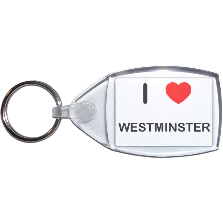 I Love Westminster - Clear Plastic Key Ring Size Choice New