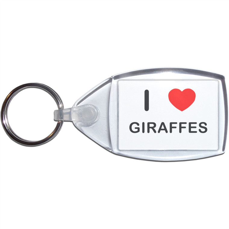 I Love Giraffes - Clear Plastic Key Ring Size Choice New