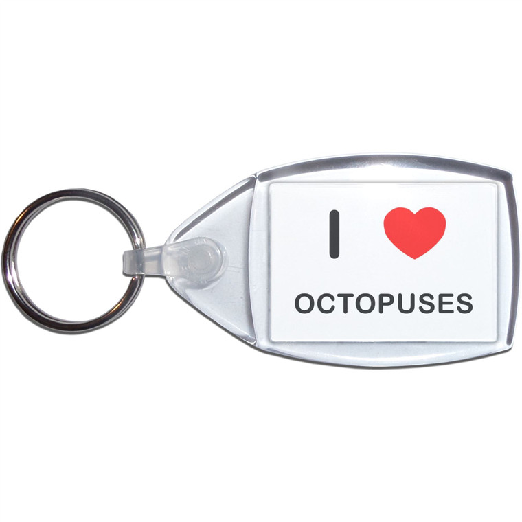 I Love Octopuses - Clear Plastic Key Ring Size Choice New