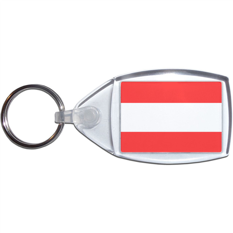 Austria Flag - Clear Plastic Key Ring Size Choice New