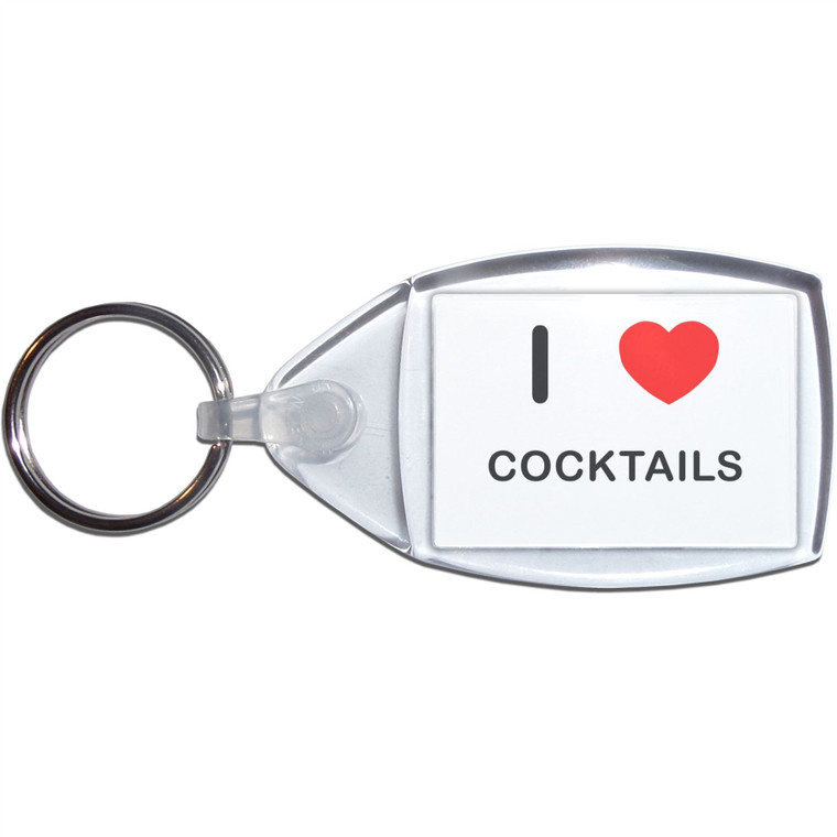 I Love Cocktails - Clear Plastic Key Ring Size Choice New