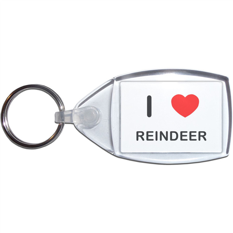 I Love Reindeer - Clear Plastic Key Ring Size Choice New