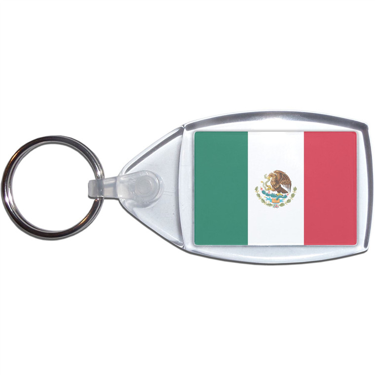 Mexico Flag - Clear Plastic Key Ring Size Choice New