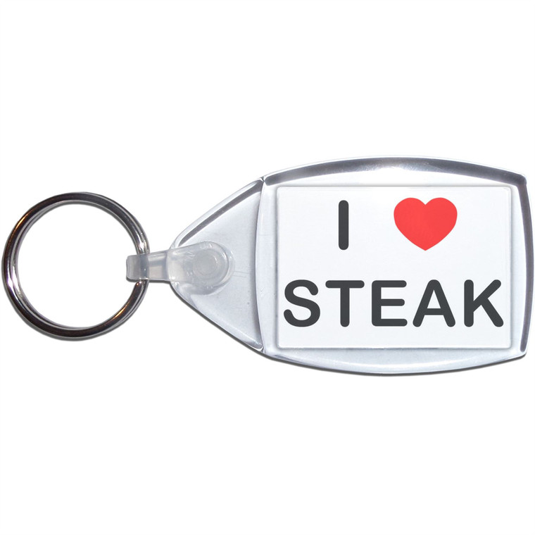 I Love Steak - Clear Plastic Key Ring