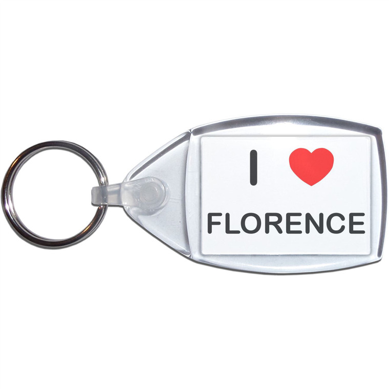 I Love Florence - Clear Plastic Key Ring Size Choice New