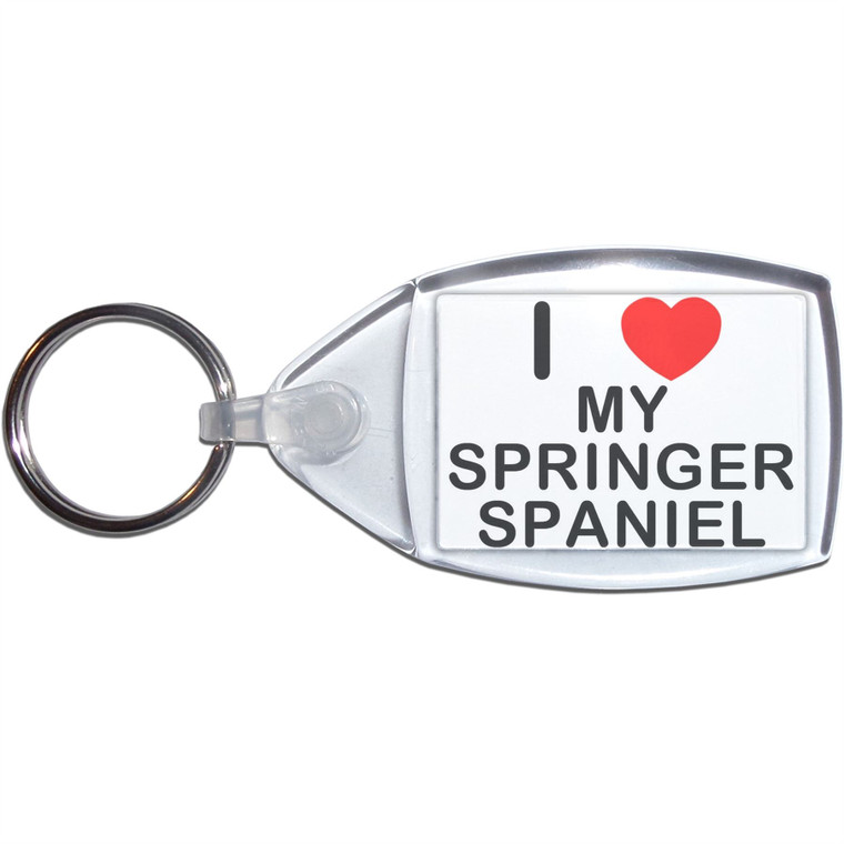 I Love My Springer Spaniel - Clear Plastic Key Ring