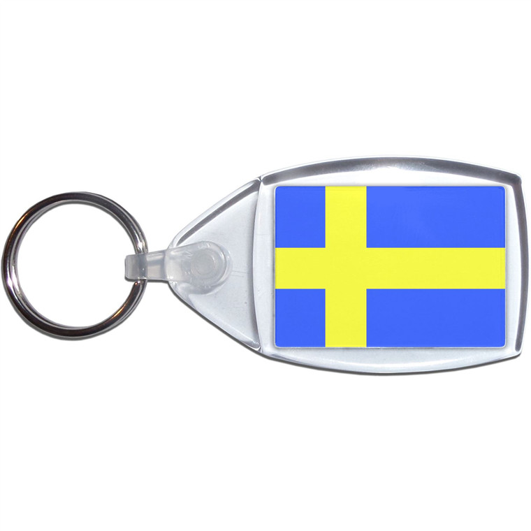 Sweden Flag - Clear Plastic Key Ring Size Choice New