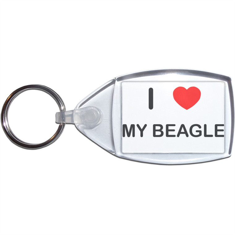 I Love My Beagle - Clear Plastic Key Ring