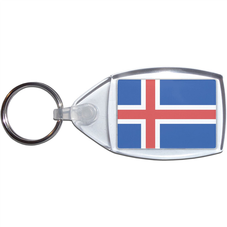 Iceland Flag - Clear Plastic Key Ring Size Choice New